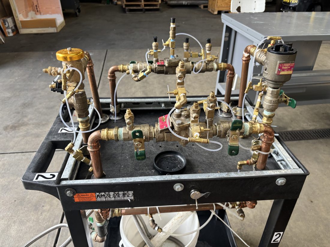 Backflow tester certification rig used for hands-on examinations